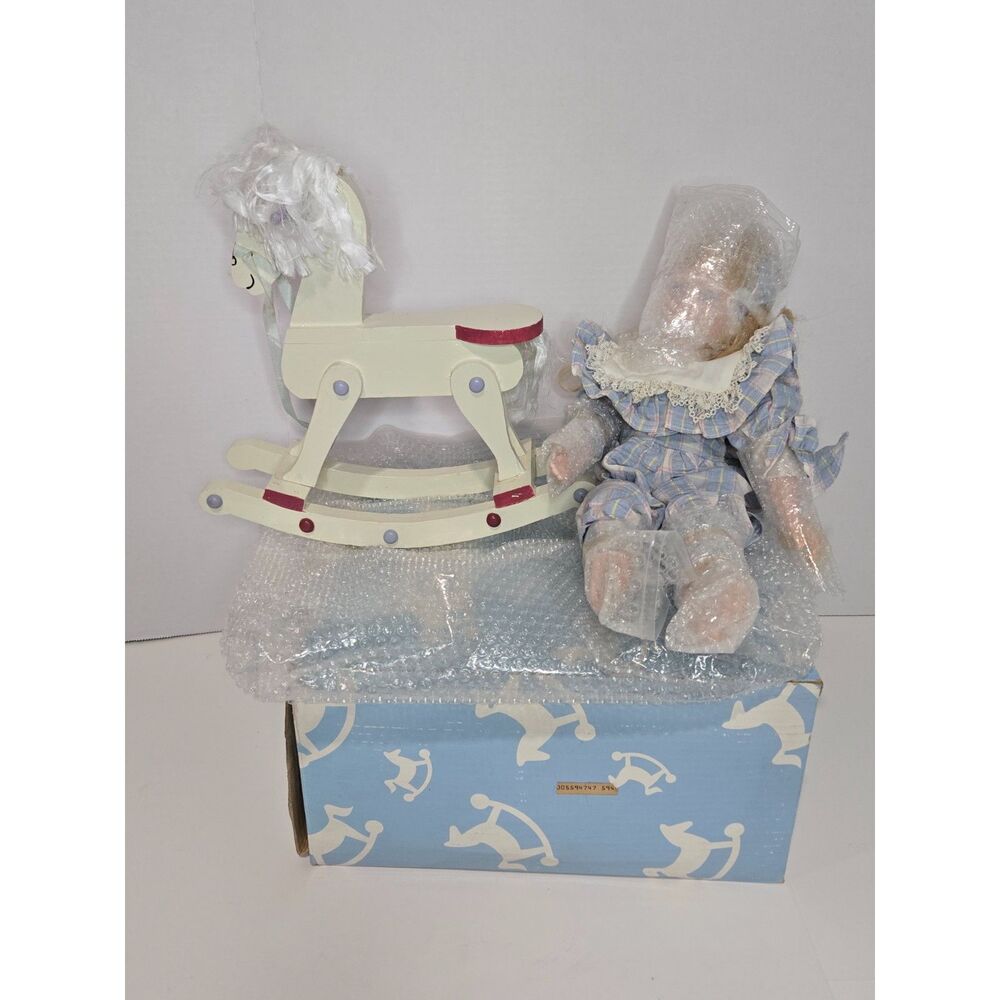 Vintage ABC Distributing Amy on Her Rocking Horse Porcelain Doll Box Set